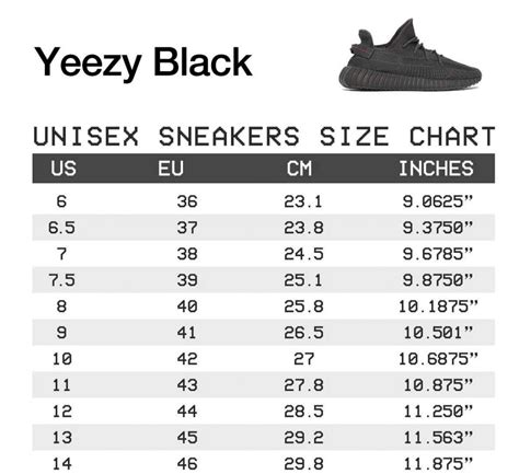 adidas yeezy size chart